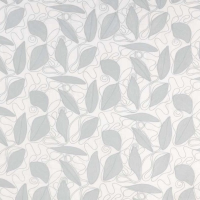 Veronique de Soultrait Foliage Indoor Embroidered Fabric in Pale Blue