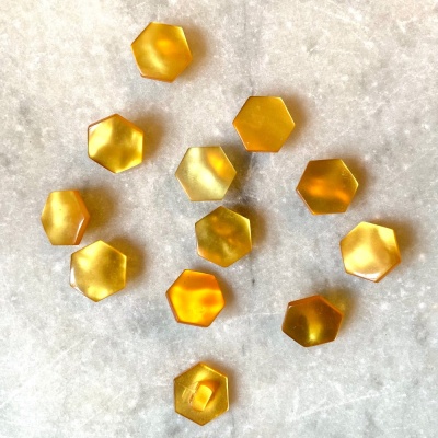 Hexagonal Yellow Pearlised Vintage Buttons