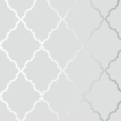 Anna French Klein Trellis Wallpaper in Silver on Grey