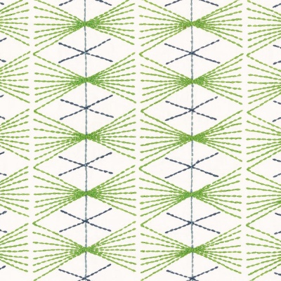 Veronique de Soultrait Mikado Indoor Embroidered Fabric in Green