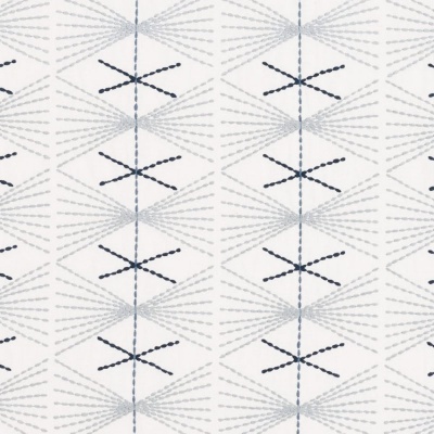 Veronique de Soultrait Mikado Indoor Embroidered Fabric in Pale Blue