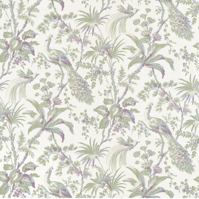 Anna French Peacock Toile Fabric in Green and Plum