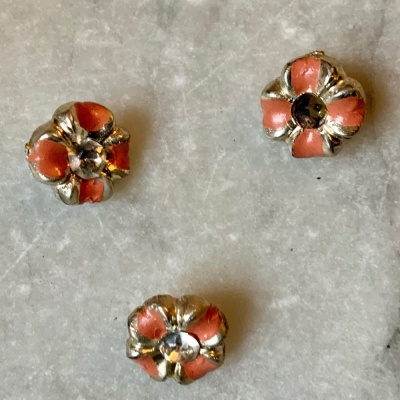 Vintage Pink and Gold Buttons with Clear Stone