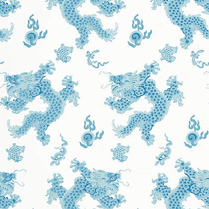 Anna French Dragon Dance Wallpaper in Blue