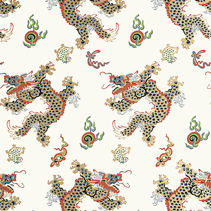Anna French Dragon Dance Wallpaper in Metallic Gold on Neutral