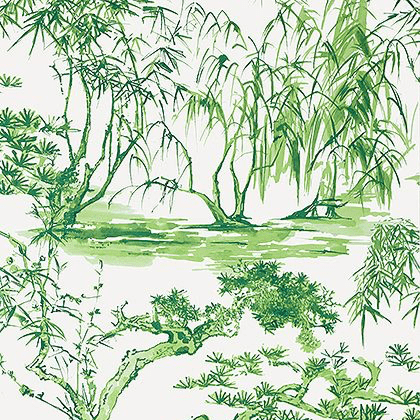 Anna French Kyoto Wallpaper in Emerald Green