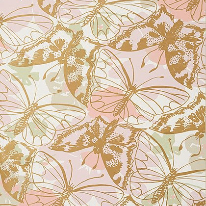 Anna French Paxton  Wallpaper in Metallic Gold on Blush