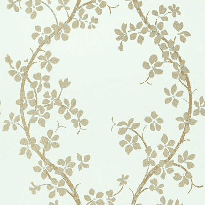 Anna French St Albans Grove Wallpaper in Metallic Pewter on Aqua
