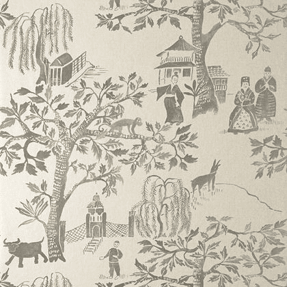 Anna French Willow Wood Wallpaper in Grey on Pearl