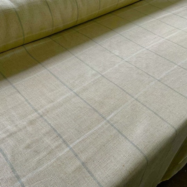 Blue and White  Check  Linen  Fabric