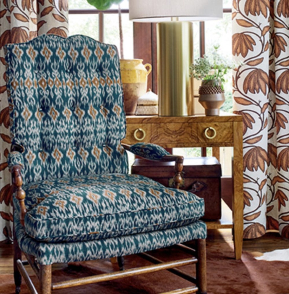 Thibaut Atlas Ikat Fabric in Wild Sage