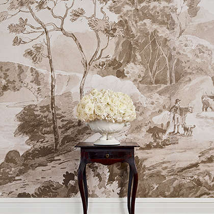 Anna French Savery Mural Wallpaper in Sepia