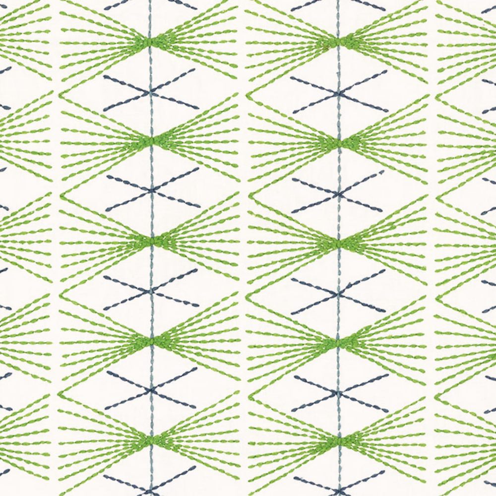 Veronique de Soultrait Mikado Indoor Embroidered Fabric in Green