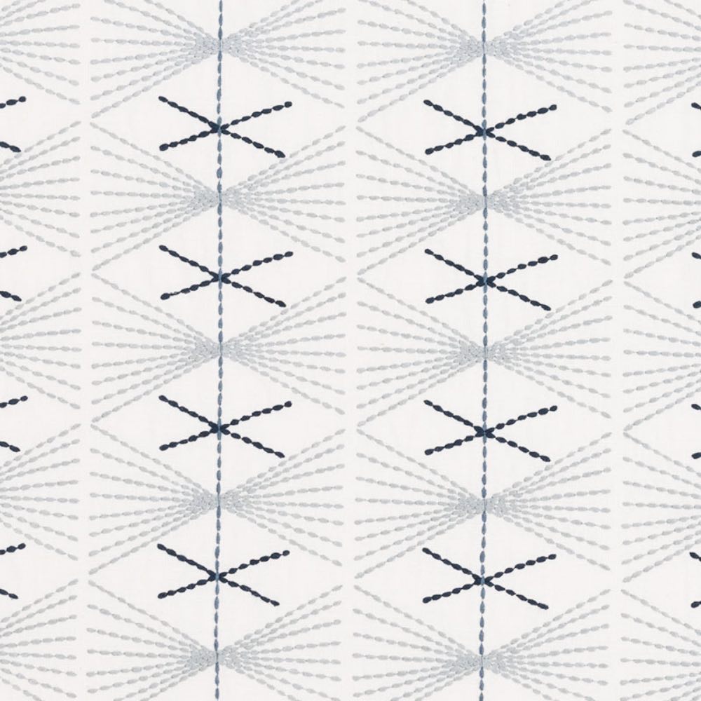 Veronique de Soultrait Mikado Indoor Embroidered Fabric in Pale Blue