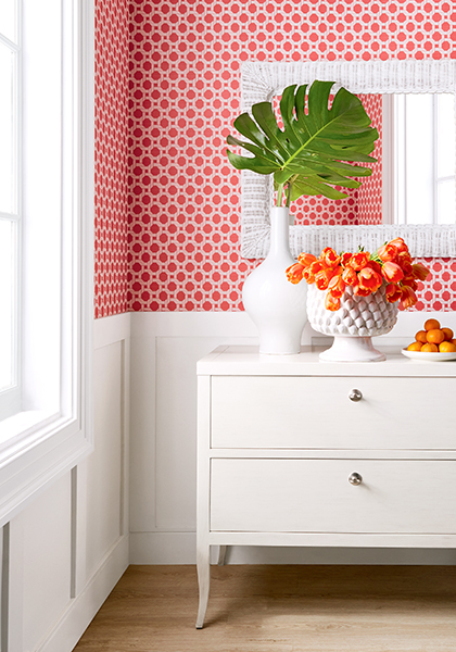 Thibaut Charter Wallpaper in Coral