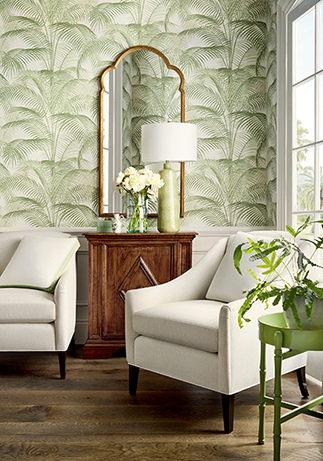 Thibaut Delray Wallpaper in Green and Blue