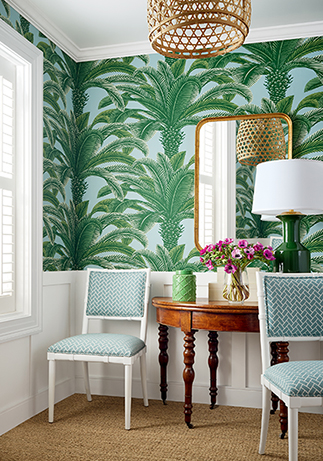 Thibaut Queen Palm Wallpaper in Green & Blue