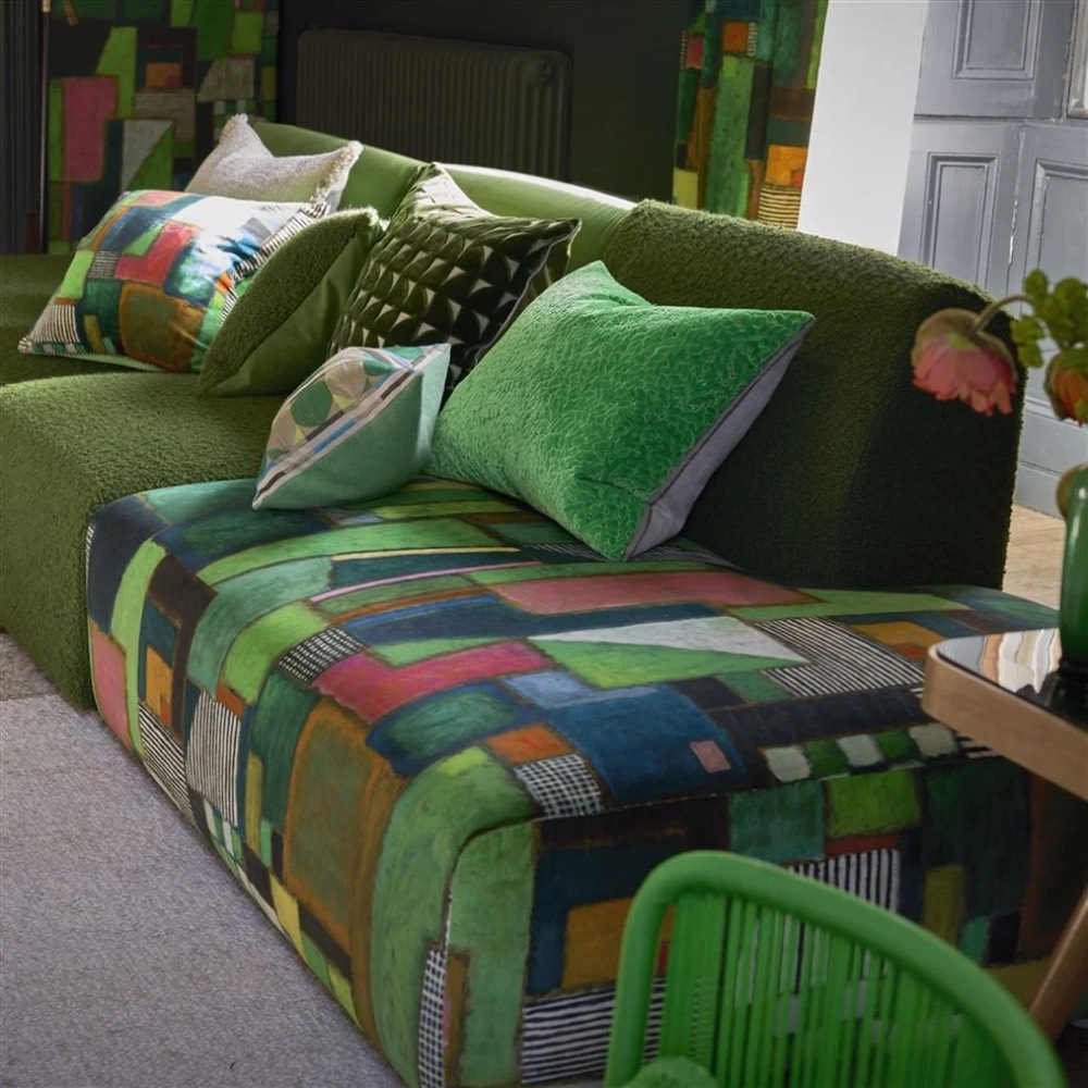 Designers Guild Raku Patchwork Velvet in Emerald