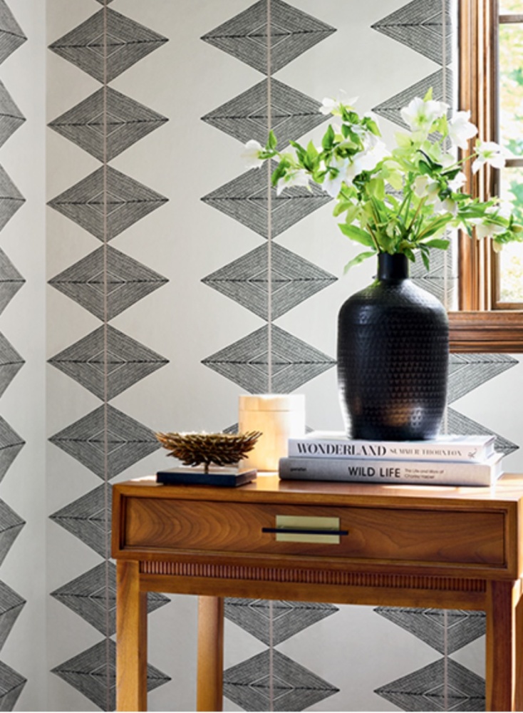 Thibaut Reflection Wallpaper in Basalt Black