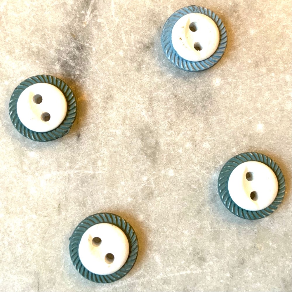 Vintage Teal/White Buttons