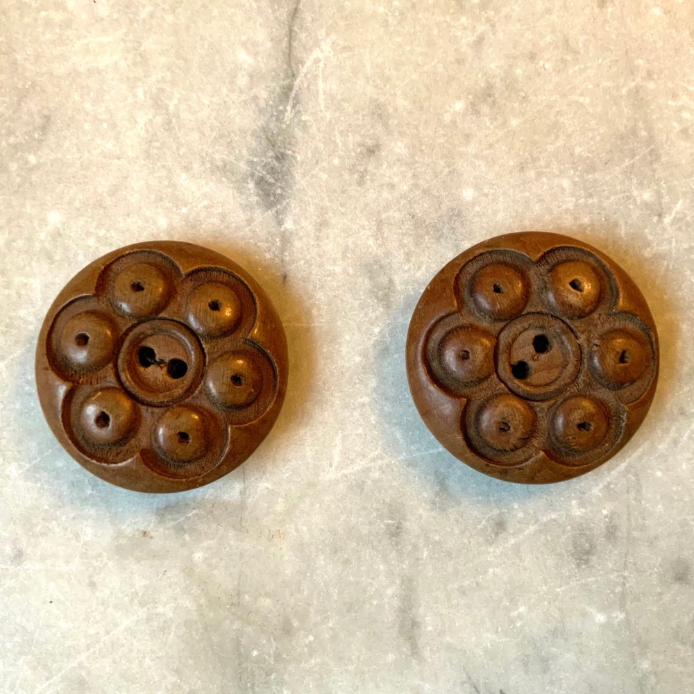 Pair of  Vintage Wooden Buttons