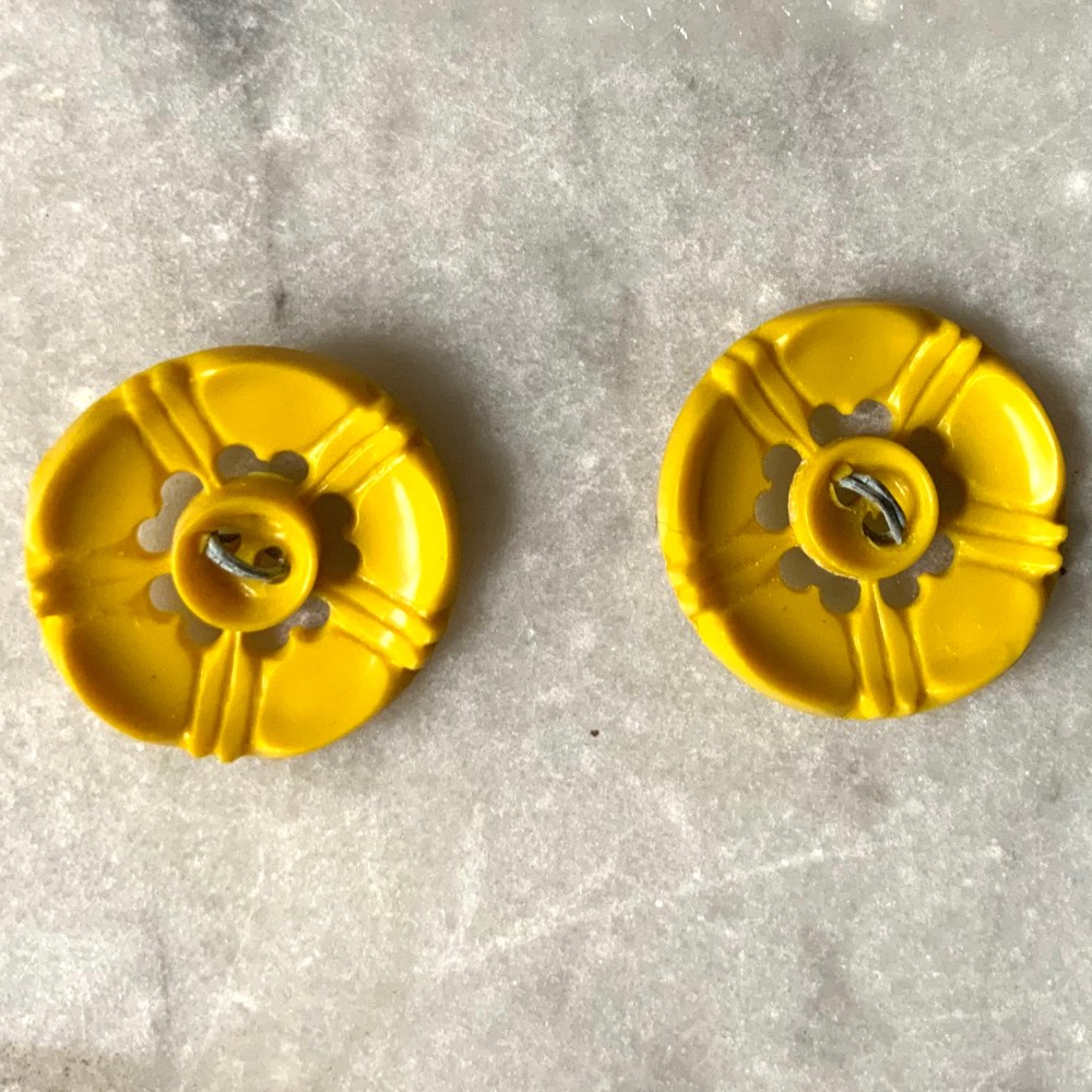 Pair of Vintage Yellow Buttons