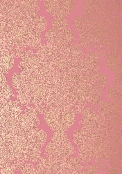 Anna French Auburn Wallpaper in Metallic Gold on Pink