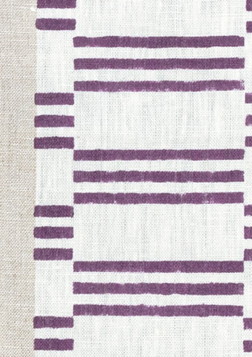 Anna French Japonic Stripe Linen in Eggplant