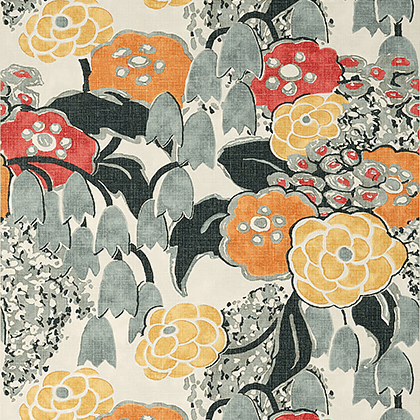 Anna French Laura Wallpaper in Coral and Black