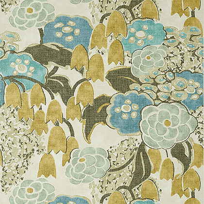 Anna French Laura Wallpaper in Sage and Gold