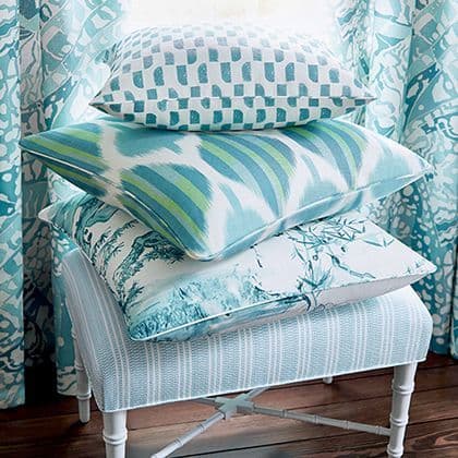 Anna French Reed Stripe Fabric in Robins Egg