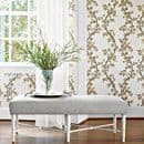 Anna French St Albans Grove Wallpaper in Metallic Pewter on Aqua