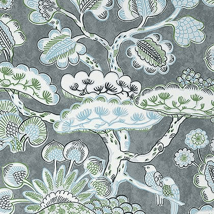 Anna French Tree House Wallpaper in Grey