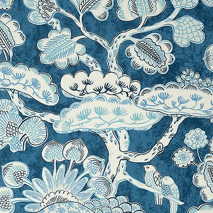 Anna French Tree House Wallpaper in Navy