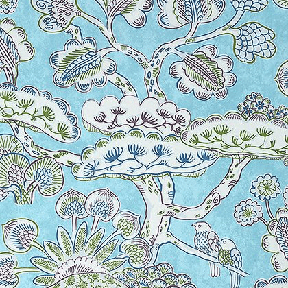 Anna French Tree House Wallpaper in Robins Egg