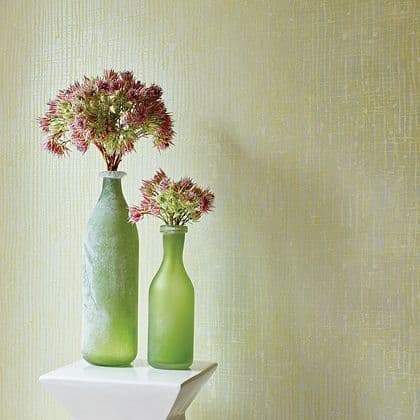 Anna French Violage Wallpaper in Citron and Metallic Silver