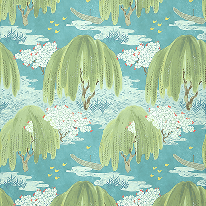 Anna French Willow Tree Wallpaper in Turquoise
