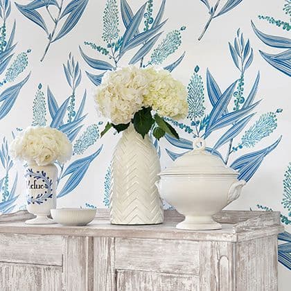 Anna French Winter Bud Wallpaper in Soft Blue