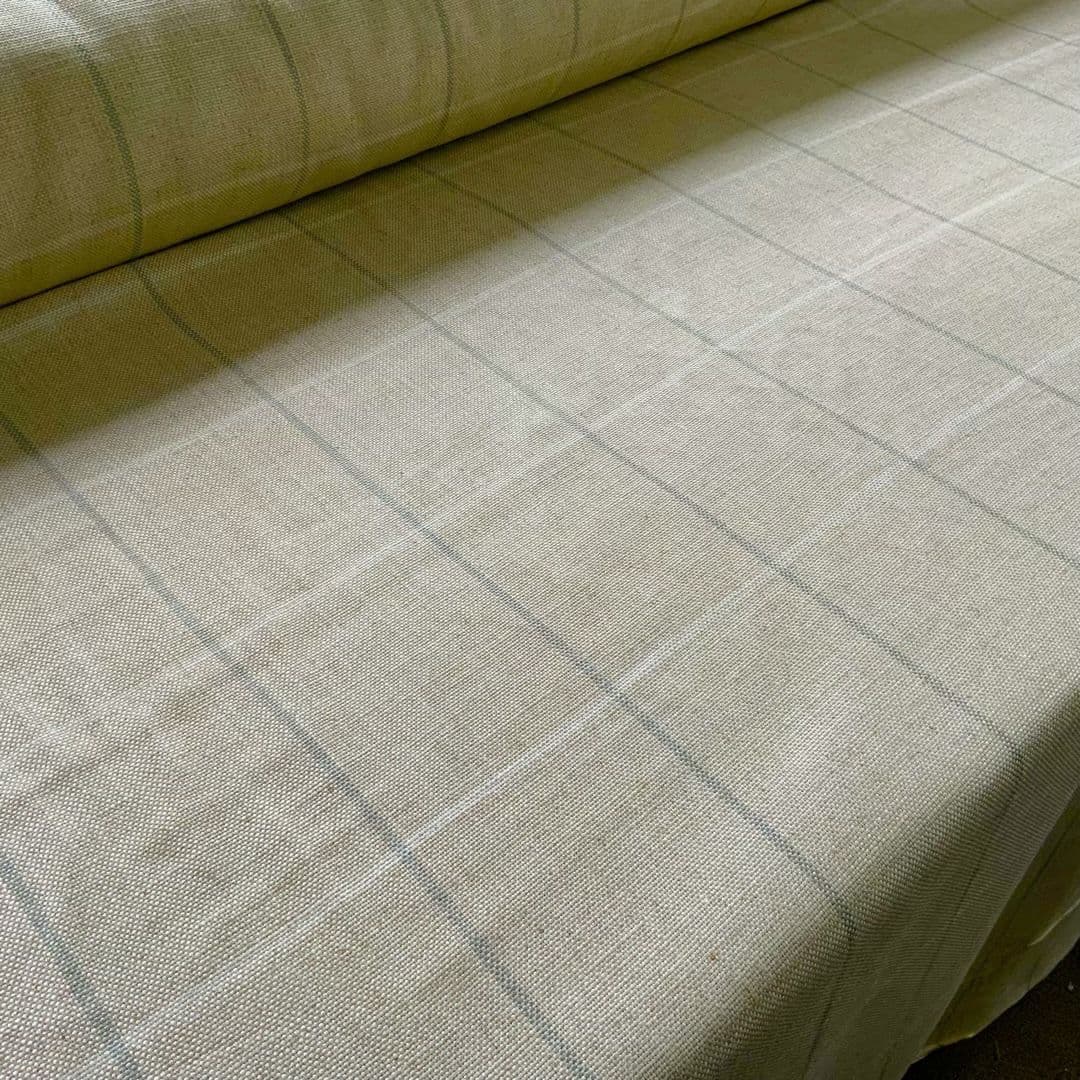 Blue and White  Check  Linen  Fabric