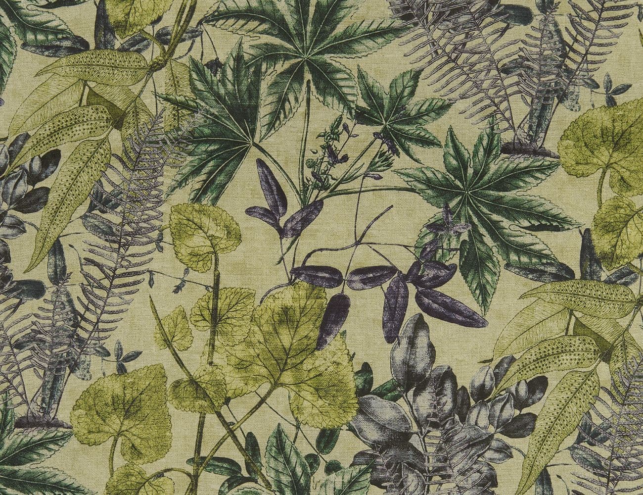 Clarke and Clarke Madagascar Fabric in Charcoal/Chartreuse
