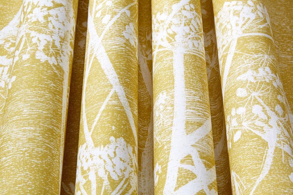 Cole and Son Cow Parsley Linen Fabric in White & Chartreuse