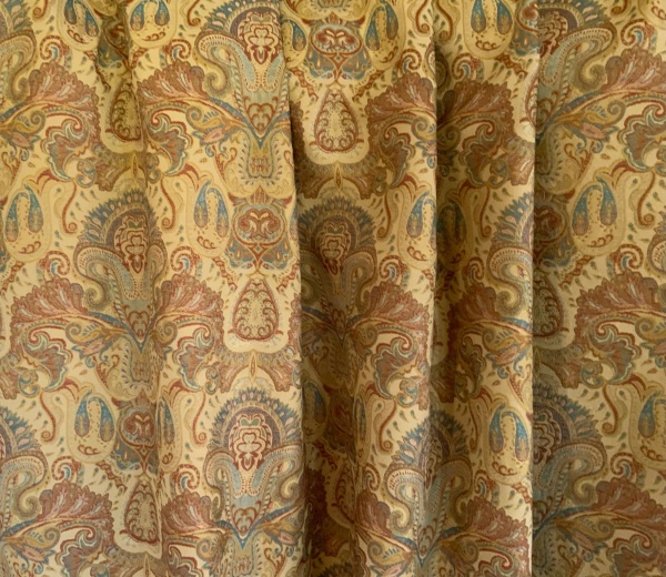 Gorgeous Gold & Aqua Paisley Jacquard  Fabric.  4 mts