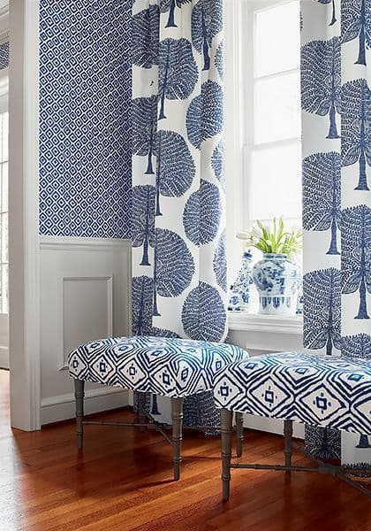 Indian Diamond Wallpaper in Blue and Turquoise