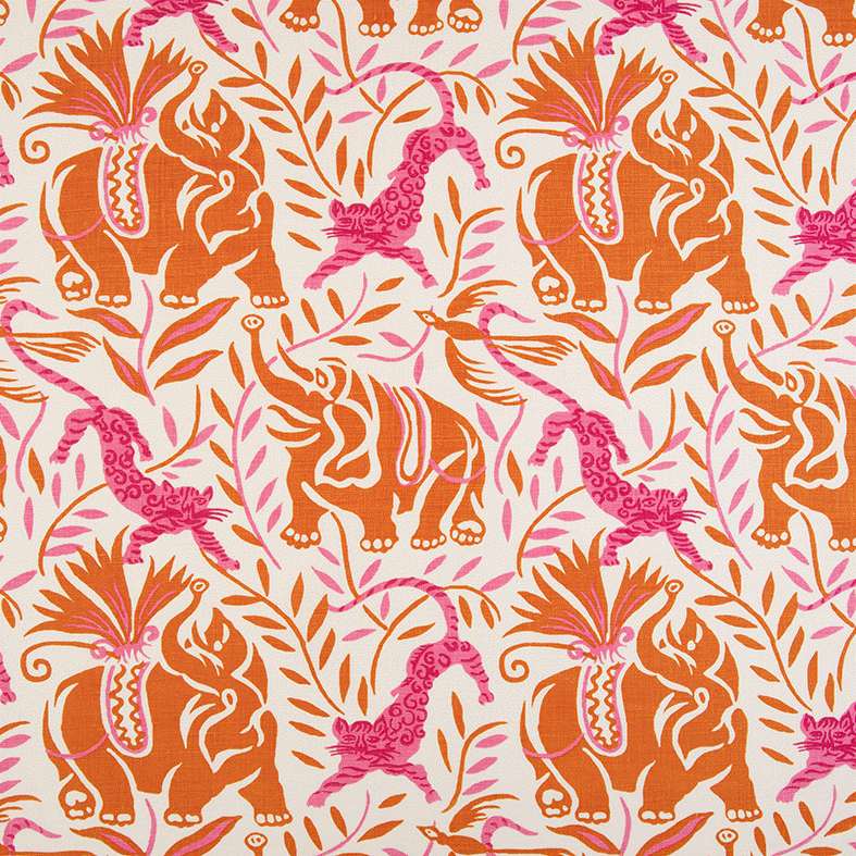 Raoul Dufy La Jungle Linen in Hot Pink - norfolktextiles.co.uk