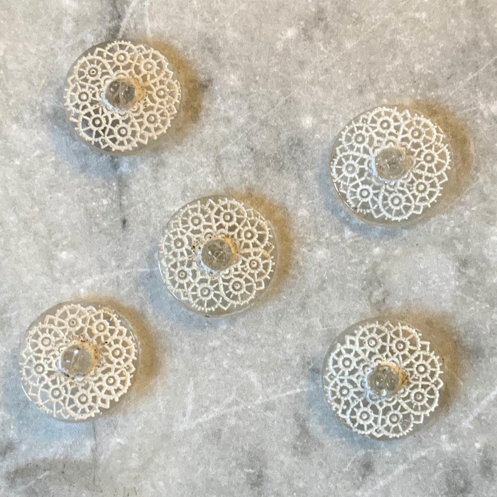 Vintage Lace Effect Glass Buttons