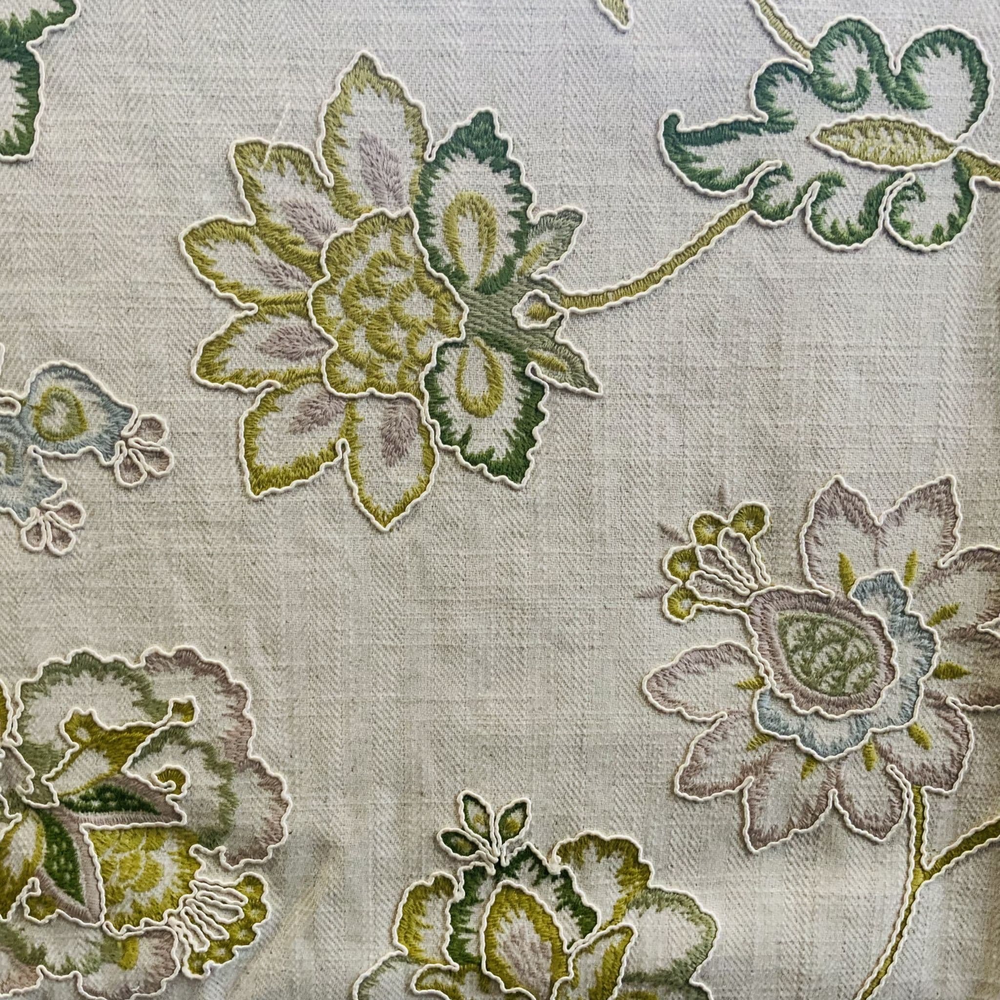 Prestigious Tiverton Embroidered Fabric in Willow. 1.4 mts