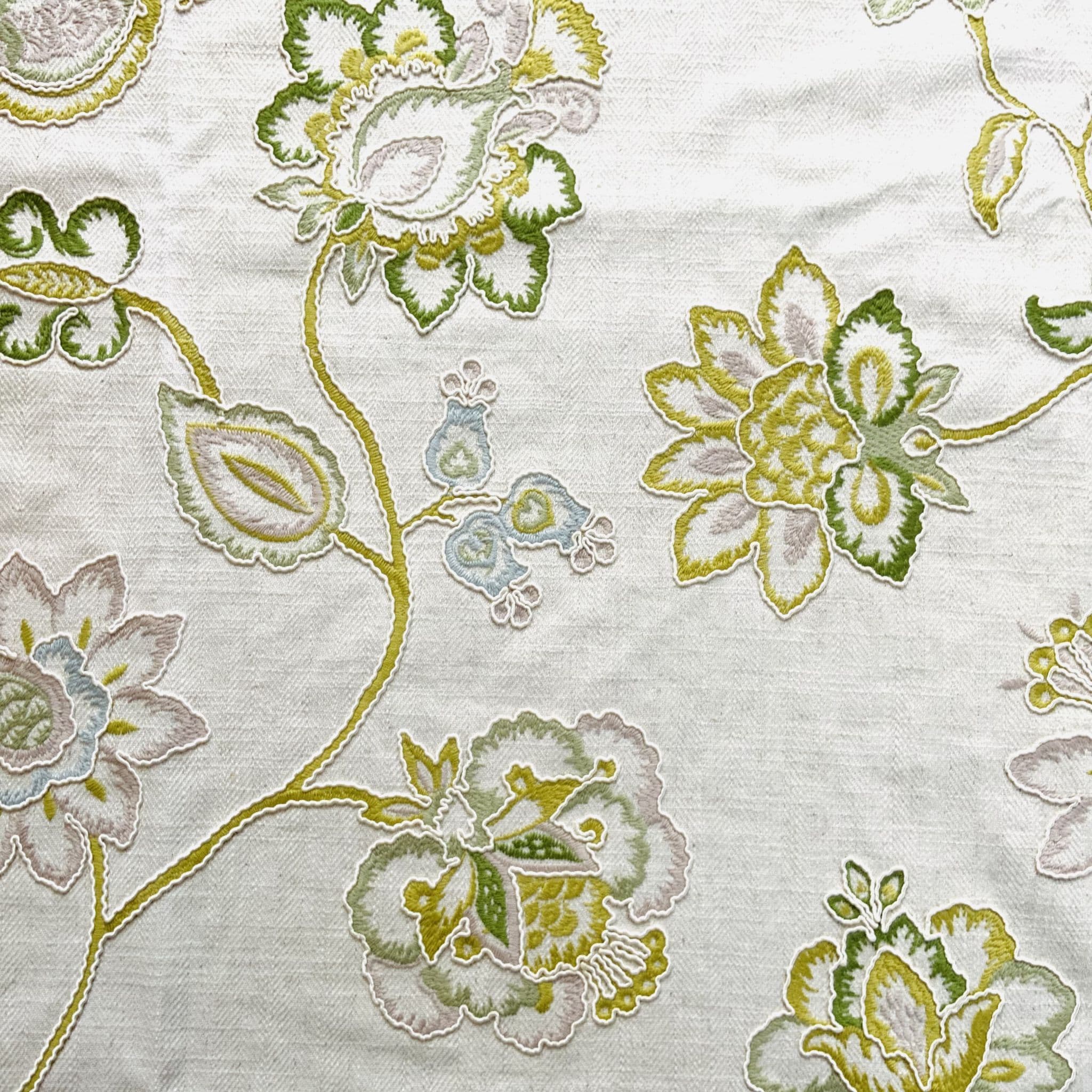 Prestigious Tiverton Embroidered Fabric in Willow. 1.4 mts