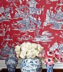 Thibaut Cheng Toile Wallpaper in Beige and Black