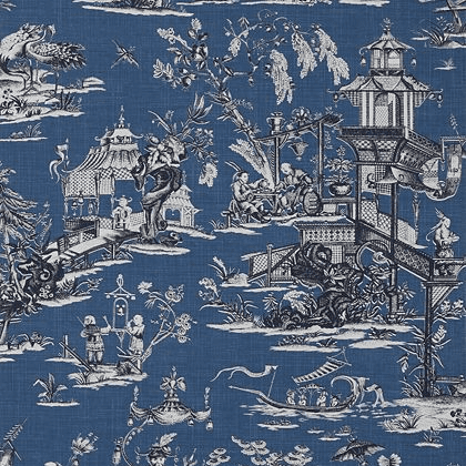 Thibaut Cheng Toile Wallpaper in Navy