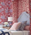 Thibaut Cheng Toile Wallpaper in Red and Blue